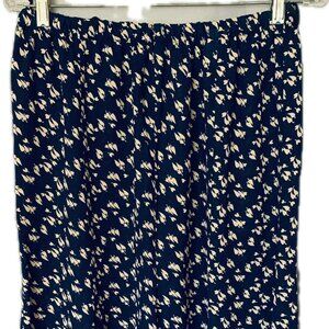 Ladies Navy leaf print polyester long skirt size/6